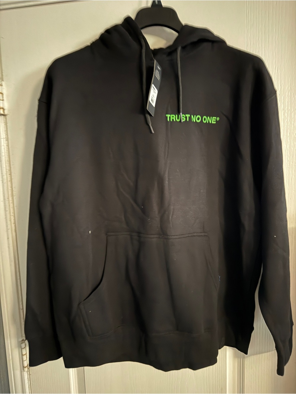 Men's Black Hoodie with Green Logo size XL